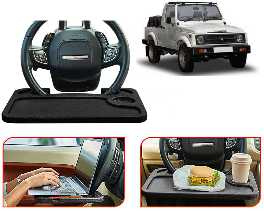 Steering Wheel Desk for Laptop, Multipurpose Travel Accessories, Seat Stand Trays for Eating, Under Table Console (Black) Gypsy King Steering Wheel Desk for Laptop, Multipurpose Travel Accessories, Seat Stand Trays for Eating, Under Table Console (Black) Gypsy King