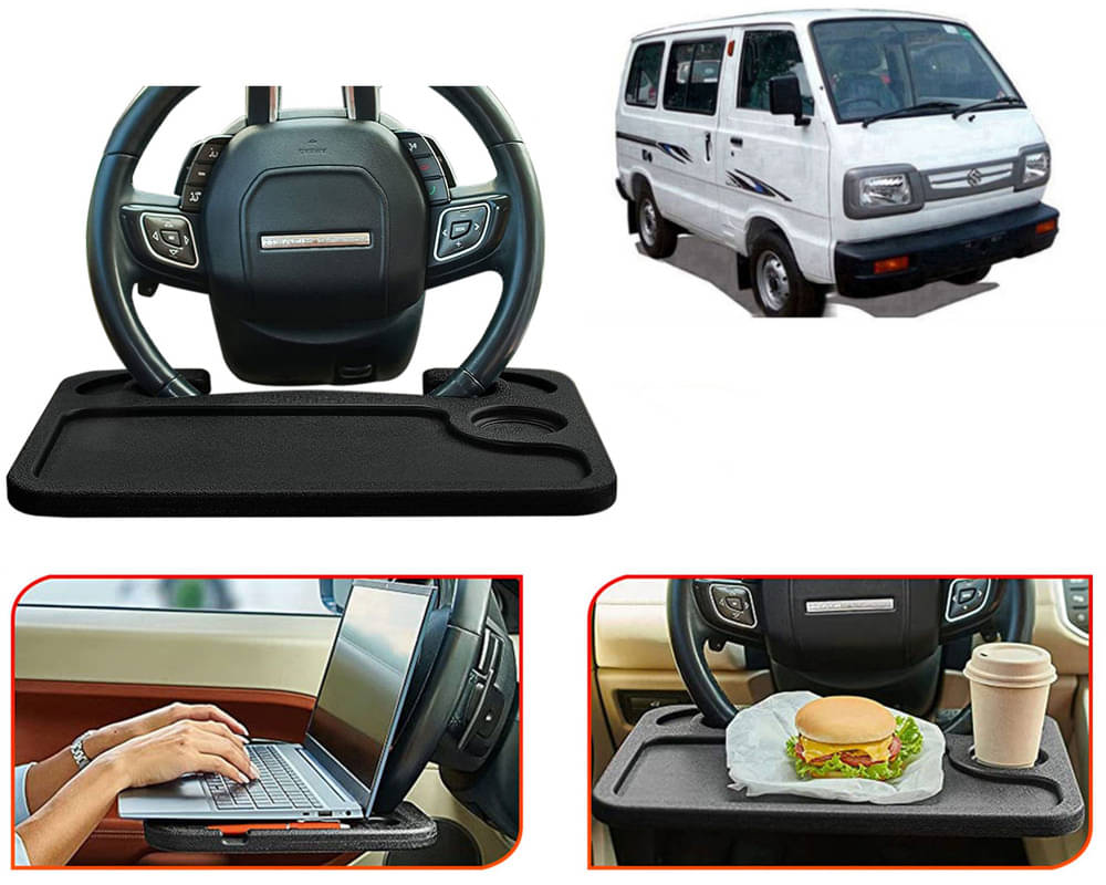 Steering Wheel Desk for Laptop, Multipurpose Travel Accessories, Seat Stand Trays for Eating, Under Table Console (Black) Omni Steering Wheel Desk for Laptop, Multipurpose Travel Accessories, Seat Stand Trays for Eating, Under Table Console (Black) Omni