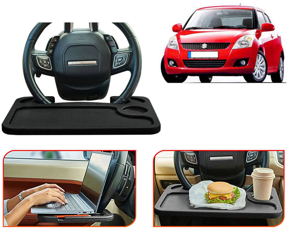 Steering Wheel Desk for Laptop, Multipurpose Travel Accessories, Seat Stand Trays for Eating, Under Table Console (Black) Swift Type -2 Steering Wheel Desk for Laptop, Multipurpose Travel Accessories, Seat Stand Trays for Eating, Under Table Console (Black) Swift Type -2