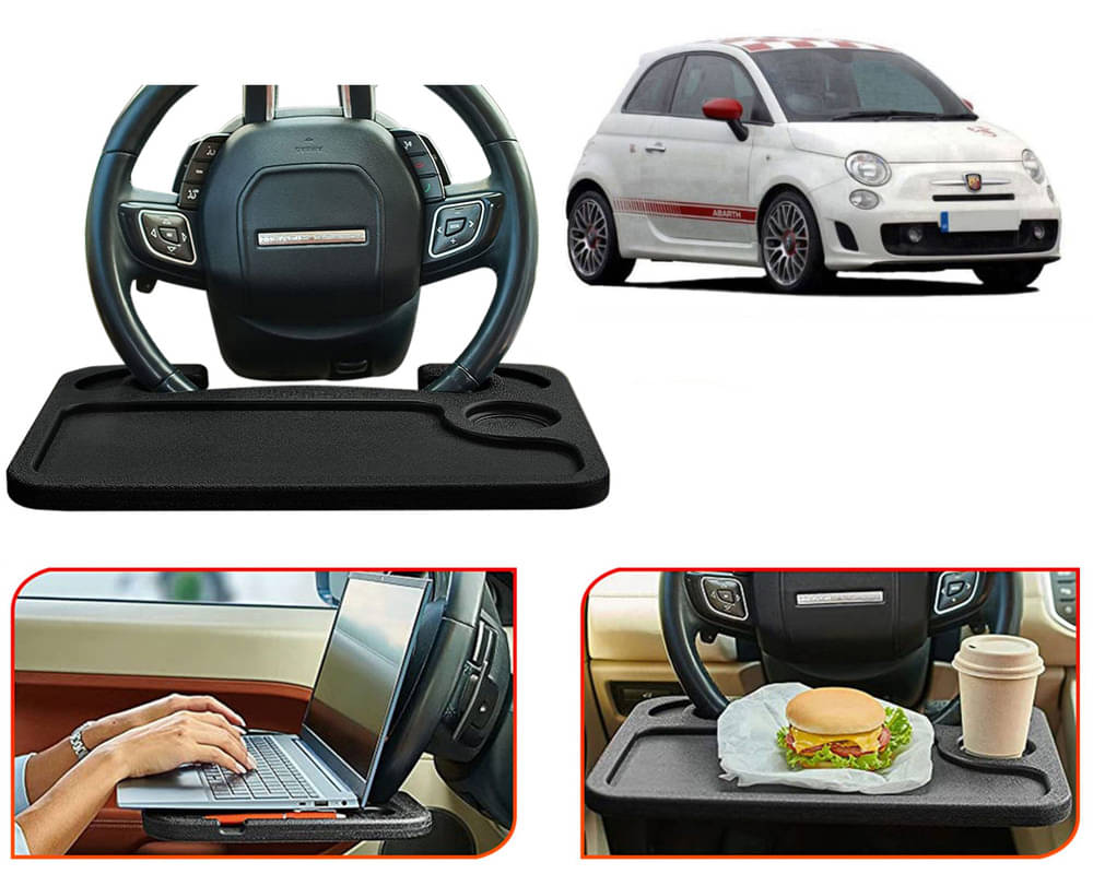Steering Wheel Desk for Laptop, Multipurpose Travel Accessories, Seat Stand Trays for Eating, Under Table Console (Black) 500 Abarth     			Steering Wheel Desk for Laptop, Multipurpose Travel Accessories, Seat Stand Trays for Eating, Under Table Console (Black) 500 Abarth