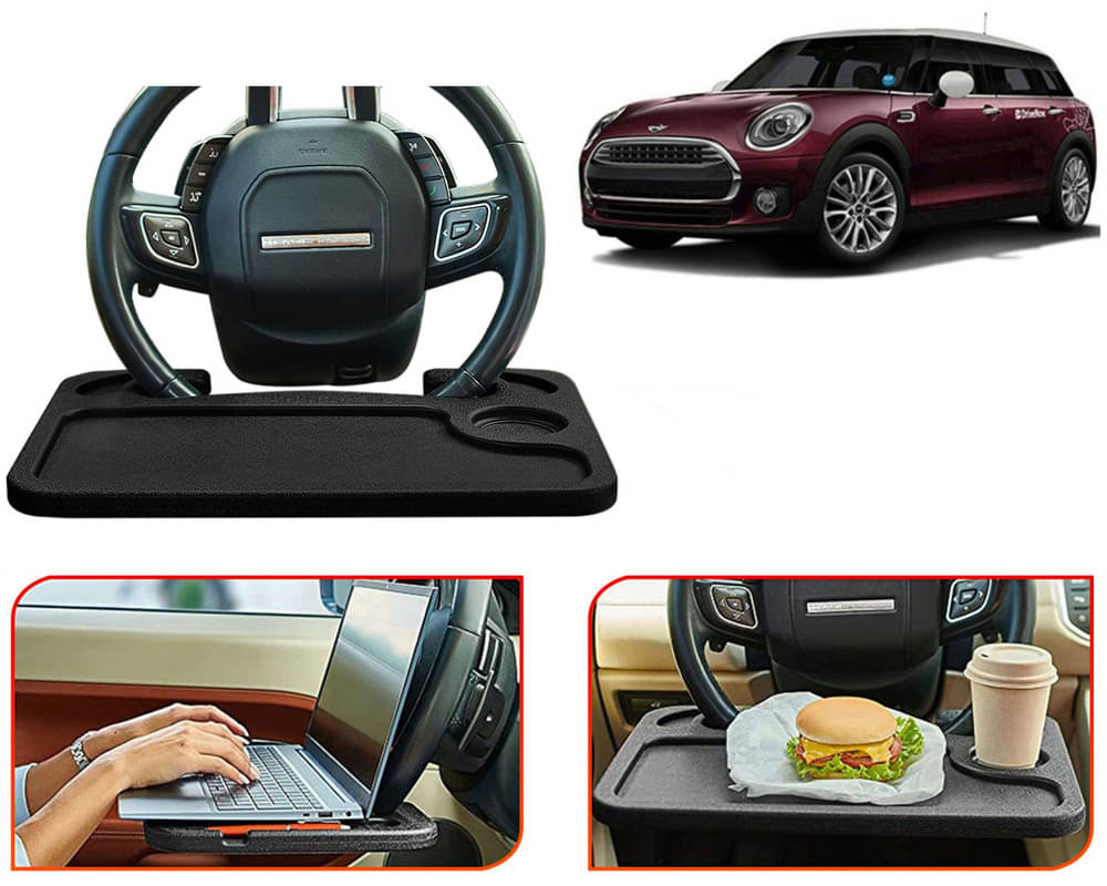     			Steering Wheel Desk for Laptop, Multipurpose Travel Accessories, Seat Stand Trays for Eating, Under Table Console (Black) Clubman