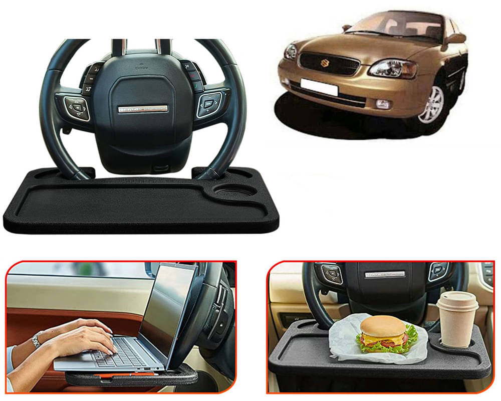 Steering Wheel Desk for Laptop, Multipurpose Travel Accessories, Seat Stand Trays for Eating, Under Table Console (Black) Baleno     			Steering Wheel Desk for Laptop, Multipurpose Travel Accessories, Seat Stand Trays for Eating, Under Table Console (Black) Baleno