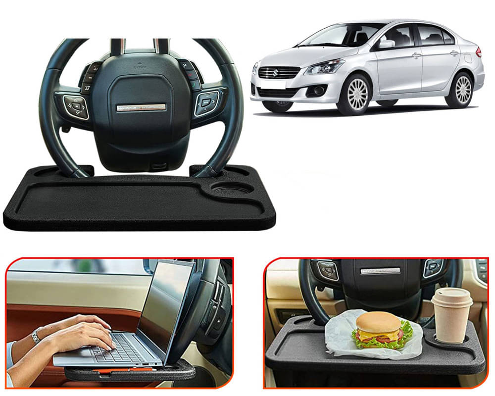 Steering Wheel Desk for Laptop, Multipurpose Travel Accessories, Seat Stand Trays for Eating, Under Table Console (Black) Ciaz     			Steering Wheel Desk for Laptop, Multipurpose Travel Accessories, Seat Stand Trays for Eating, Under Table Console (Black) Ciaz
