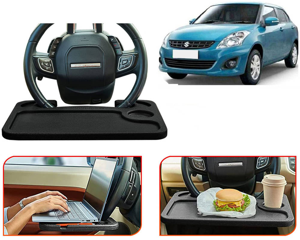 Steering Wheel Desk for Laptop, Multipurpose Travel Accessories, Seat Stand Trays for Eating, Under Table Console (Black) Swift Dzire Type -2     			Steering Wheel Desk for Laptop, Multipurpose Travel Accessories, Seat Stand Trays for Eating, Under Table Console (Black) Swift Dzire Type -2