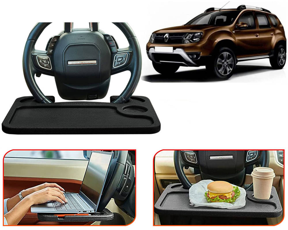     			Steering Wheel Desk for Laptop, Multipurpose Travel Accessories, Seat Stand Trays for Eating, Under Table Console (Black) Duster 2016