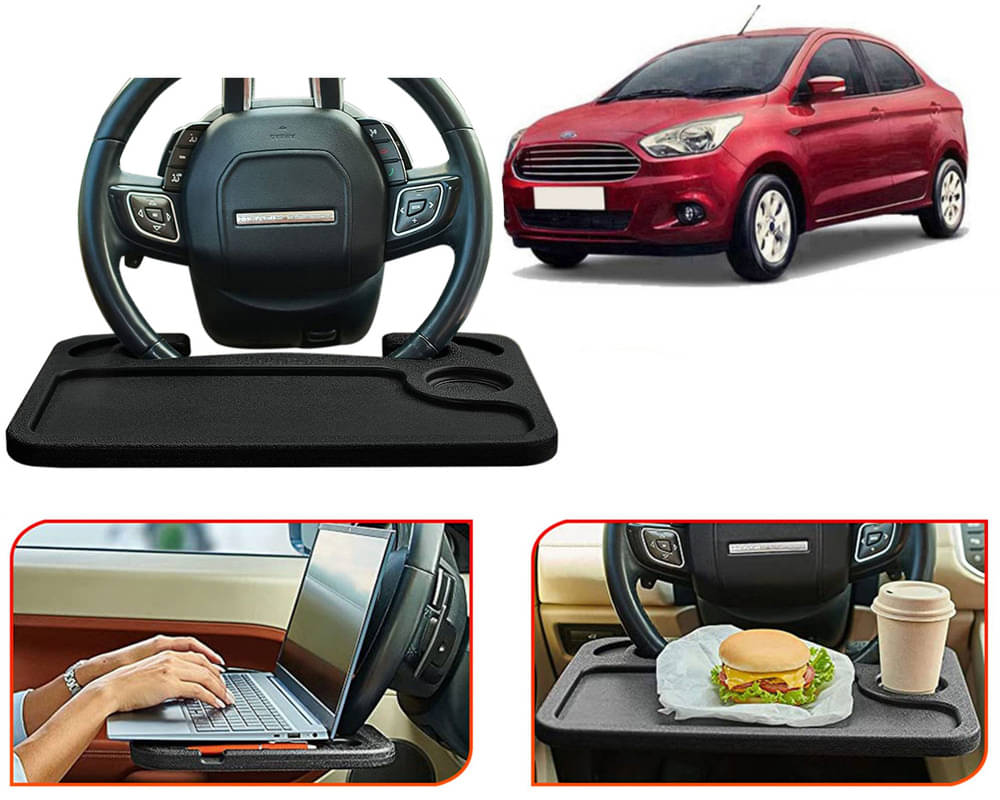     			Steering Wheel Desk for Laptop, Multipurpose Travel Accessories, Seat Stand Trays for Eating, Under Table Console (Black) Figo Aspire