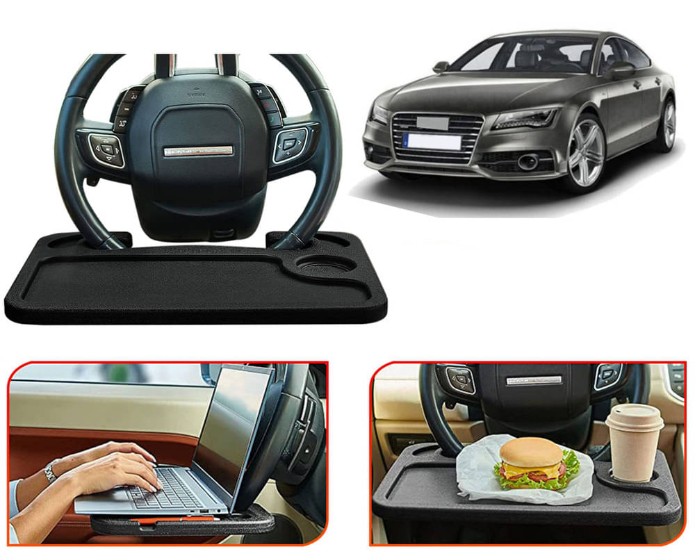 Steering Wheel Desk for Laptop, Multipurpose Travel Accessories, Seat Stand Trays for Eating, Under Table Console (Black) A7     			Steering Wheel Desk for Laptop, Multipurpose Travel Accessories, Seat Stand Trays for Eating, Under Table Console (Black) A7