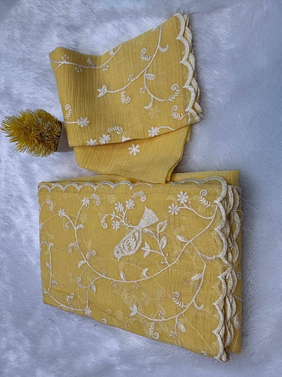 Sitanjali Lifestyle Chanderi Embroidered Chanderi saree With Unstitched Blouse Piece ( Yellow ) Sitanjali Lifestyle Chanderi Embroidered Chanderi saree With Unstitched Blouse Piece ( Yellow )