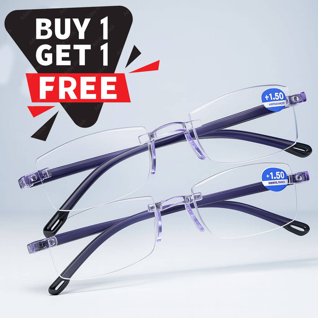     			THMT Round Rimless Reading Glasses