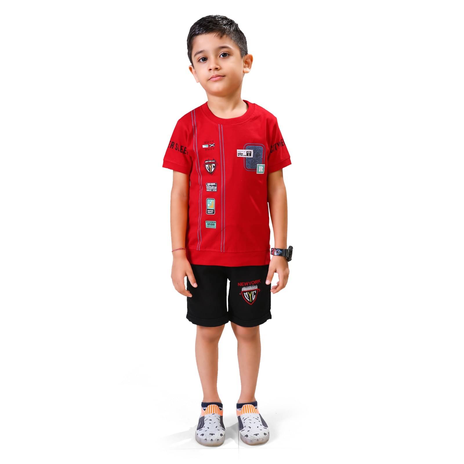     			Tring Pack of 1 Boys Cotton Blend T-Shirt & Shorts Set ( Red )