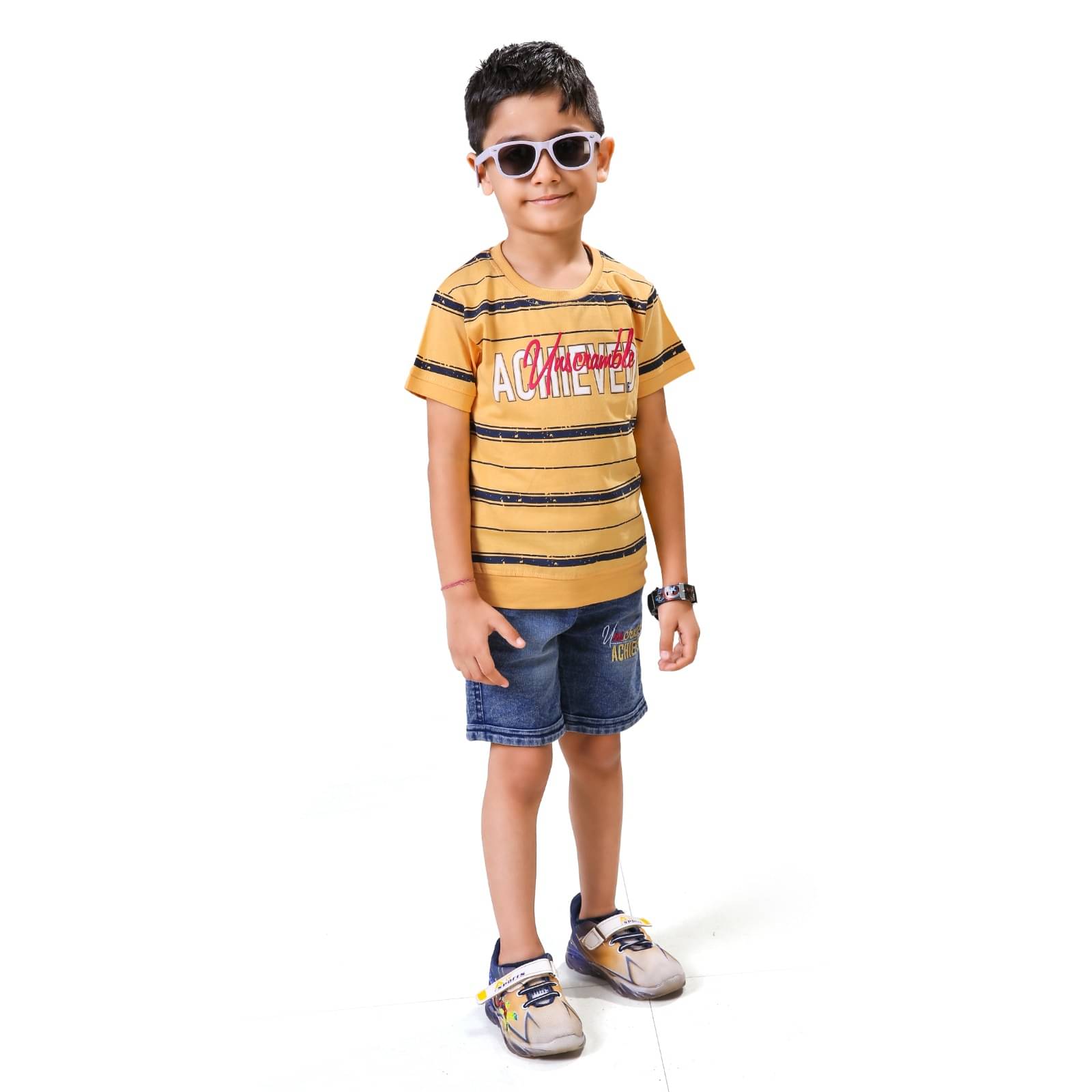 Tring Pack of 1 Boys Cotton Blend T-Shirt & Shorts Set ( Yellow )     			Tring Pack of 1 Boys Cotton Blend T-Shirt & Shorts Set ( Yellow )