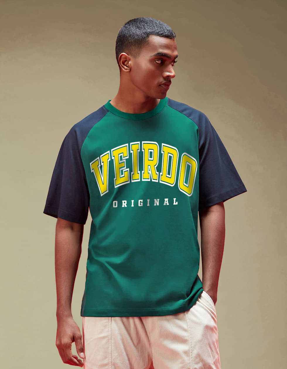 Veirdo Men Cotton Oversized Fit Printed T-Shirt ( Multicolor )