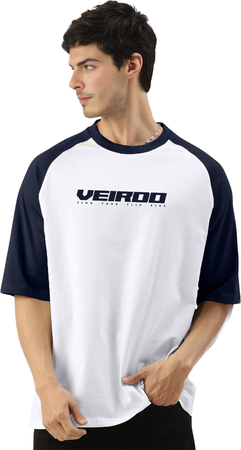 Veirdo Men Cotton Oversized Fit Printed T-Shirt ( Multicolor )