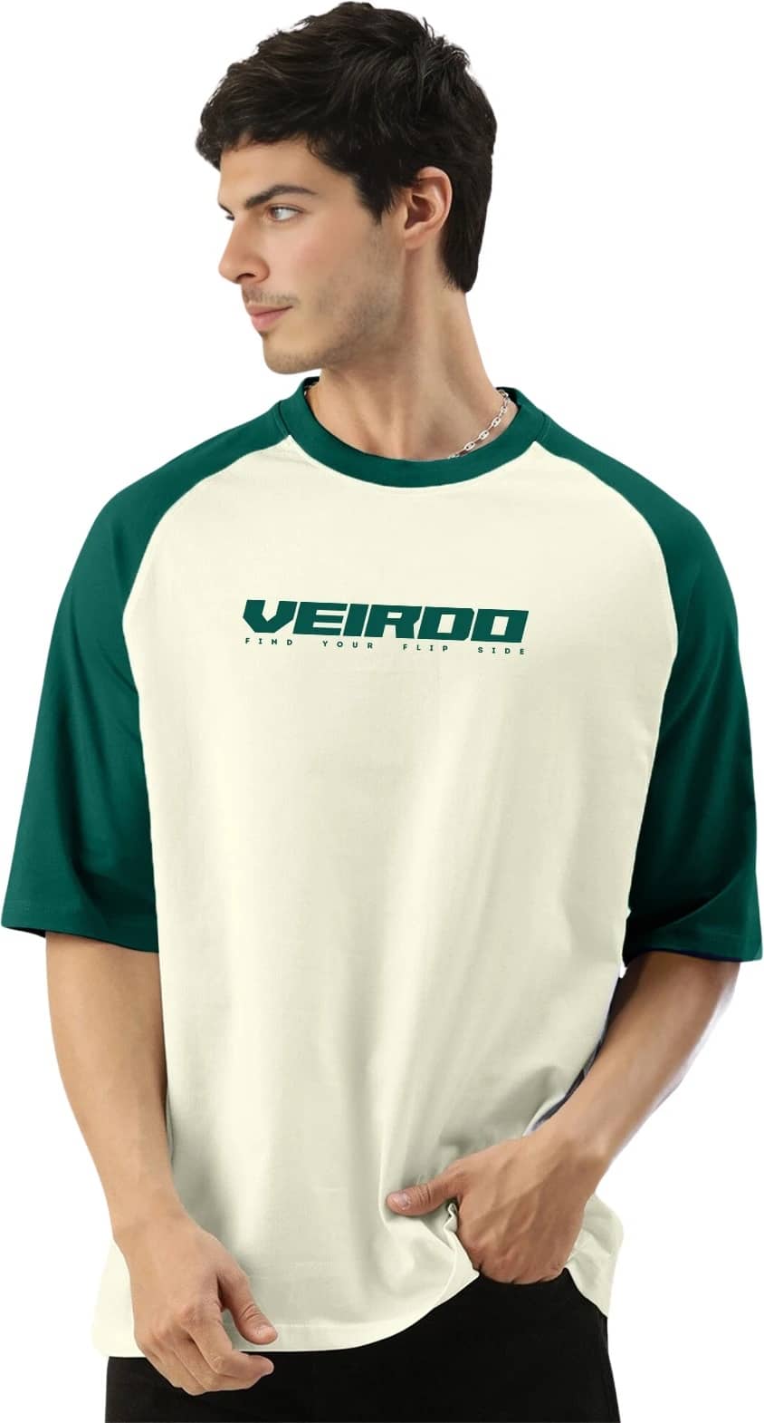 Veirdo Men Cotton Oversized Fit Printed T-Shirt ( Multicolor )
