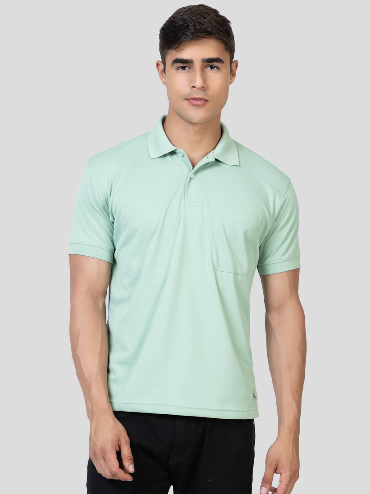     			YHA Men Cotton Blend Regular Fit Solid Polo T Shirt ( Green )