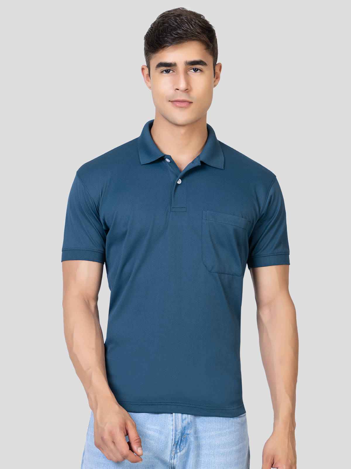     			YHA Men Cotton Blend Regular Fit Solid Polo T Shirt ( Green )