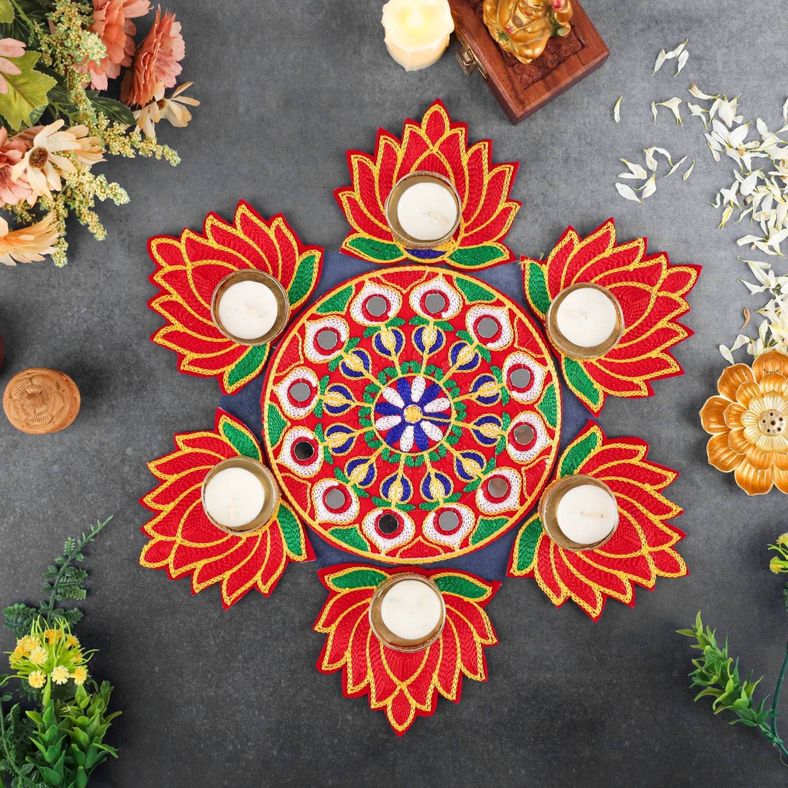     			AGENZIA EXIM Multicolour Paper Rangoli - Pack of 7