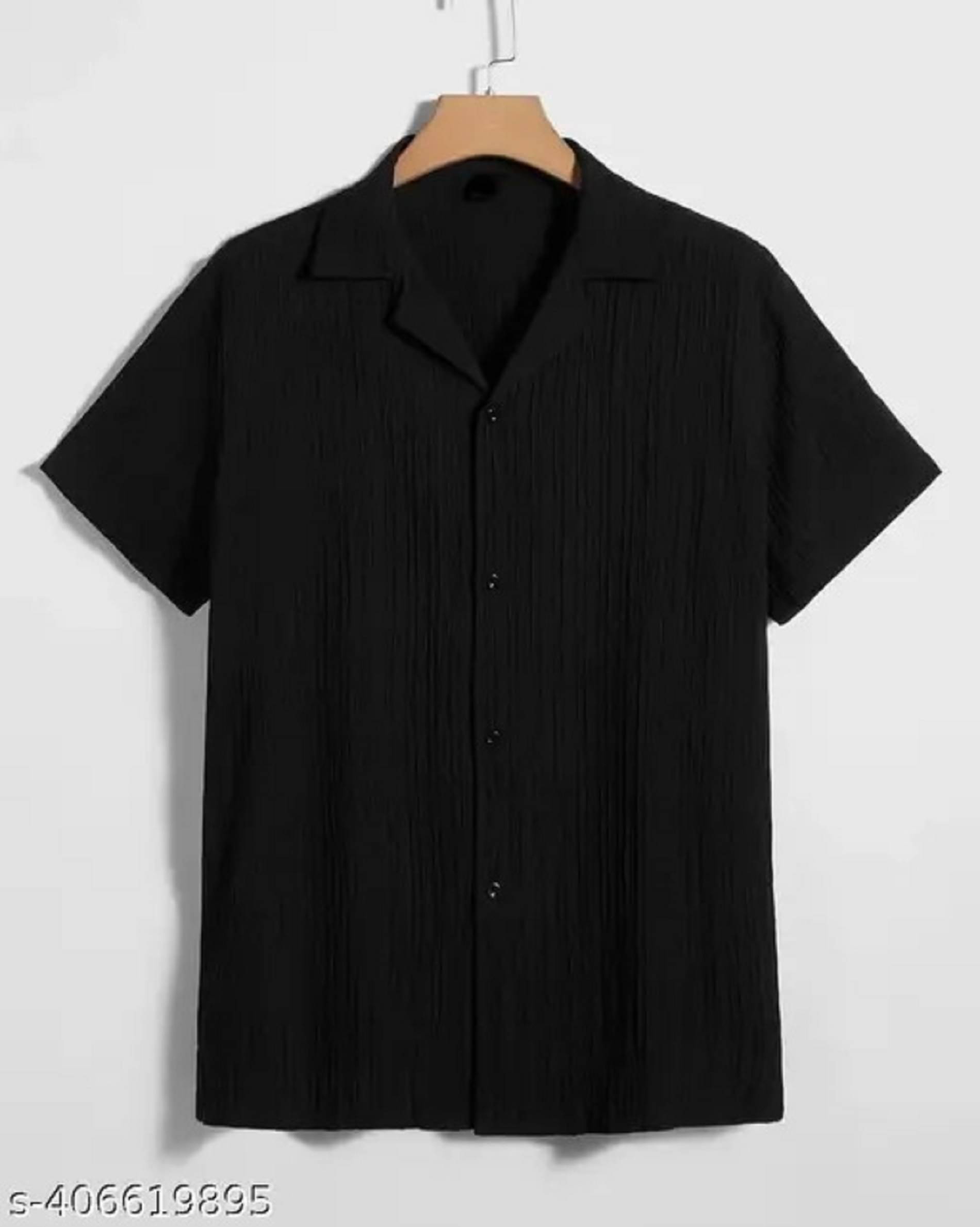     			ARZ Cotton Blend Slim Fit Solids Half Sleeves Men's Casual Shirt - Black ( Pack of 1 )