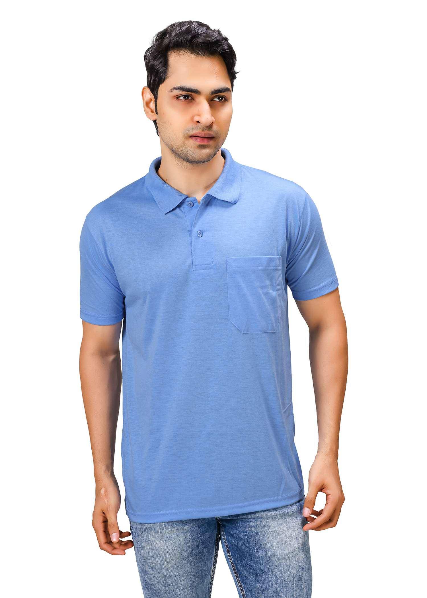 Camry faith Men Cotton Blend Regular Fit Solid Polo T Shirt ( Blue ) Camry faith Men Cotton Blend Regular Fit Solid Polo T Shirt ( Blue )
