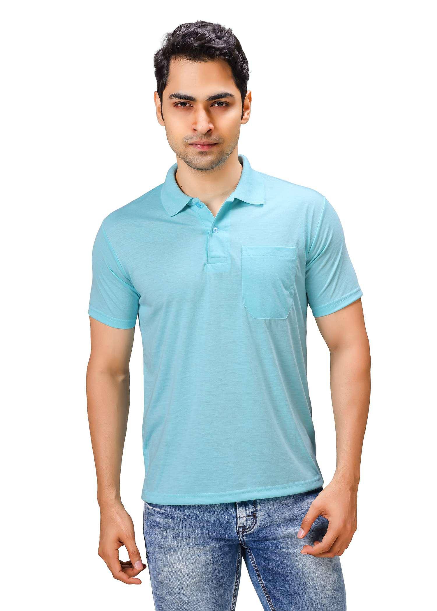     			Camry faith Men Cotton Blend Regular Fit Solid Polo T Shirt ( Sky Blue )