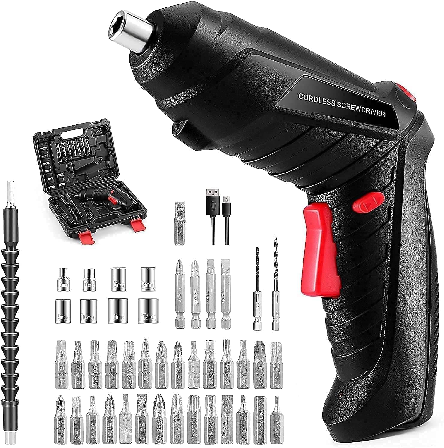     			Cordless Electric Screwdriver Kit | USB Rechargeable Mini Drill Machine for Home | Portable Battery Drill Machine Set for DIY, Furniture & Repairs (Not for Wall Drilling)