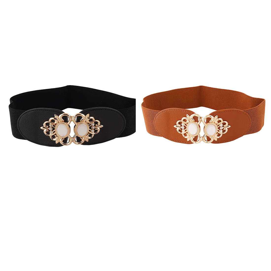     			DAKH Fabric Women's Stretchable Belt ( Pack of 2 )