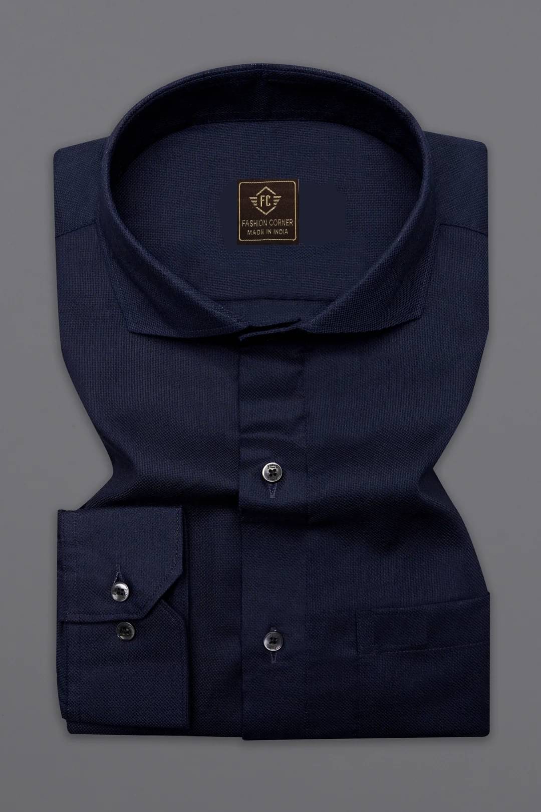 Fashion Corner Cotton Blend Regular Fit Full Sleeves Men's Formal Shirt - Navy ( Pack of 1 ) Fashion Corner Cotton Blend Regular Fit Full Sleeves Men's Formal Shirt - Navy ( Pack of 1 )
