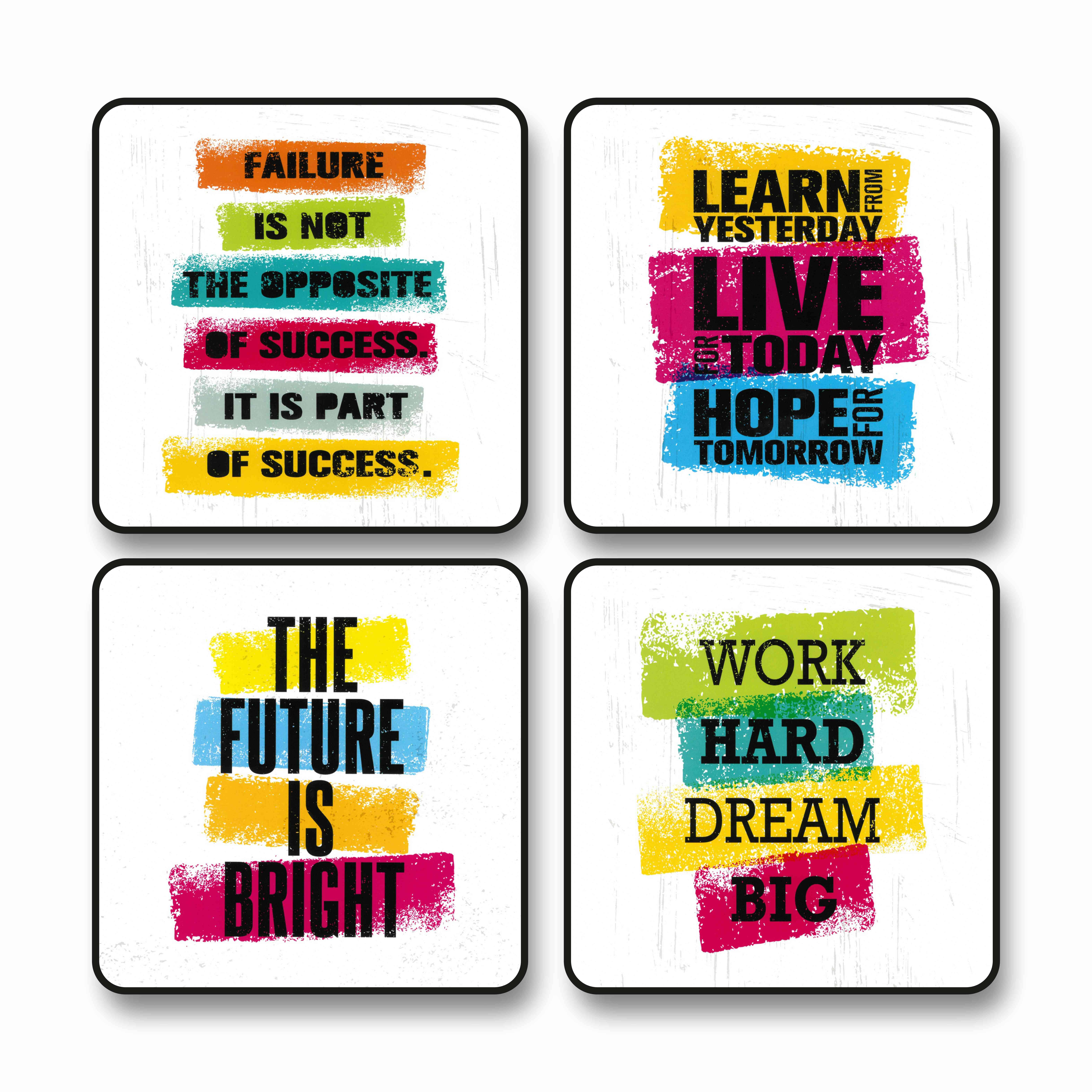 Livin'luxe Color Splash Motivational Quote Wall Art Set | 4 Square MDF Panels with Bold Text & Multicolor Brush Background | Uplifting Decor for Study Room, Office, Hostel, Gym Black frame wall painting 10 inch x 10 inch     			Livin'luxe Color Splash Motivational Quote Wall Art Set | 4 Square MDF Panels with Bold Text & Multicolor Brush Background | Uplifting Decor for Study Room, Office, Hostel, Gym Black frame wall painting 10 inch x 10 inch