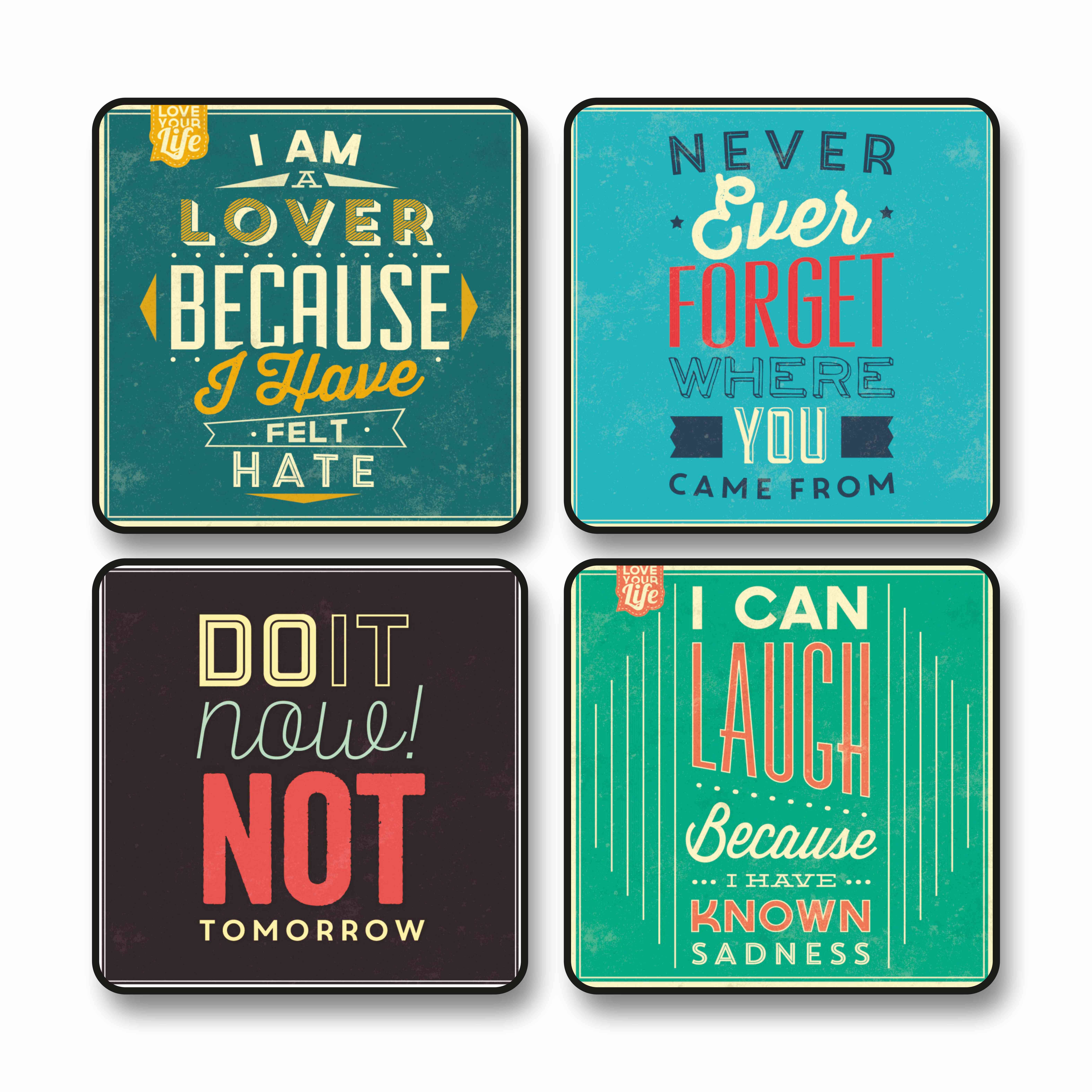 Livin'luxe Set of 4 Motivational Quote Wall Posters – Vintage Typography Art Panels with Powerful Life Messages – Do It Now, Laugh Through Sadness, Self Love – Ideal for Office, Study Room, Dorm, Gift Decor Black frame wall painting 10 inch x 10 inch     			Livin'luxe Set of 4 Motivational Quote Wall Posters – Vintage Typography Art Panels with Powerful Life Messages – Do It Now, Laugh Through Sadness, Self Love – Ideal for Office, Study Room, Dorm, Gift Decor Black frame wall painting 10 inch x 10 inch