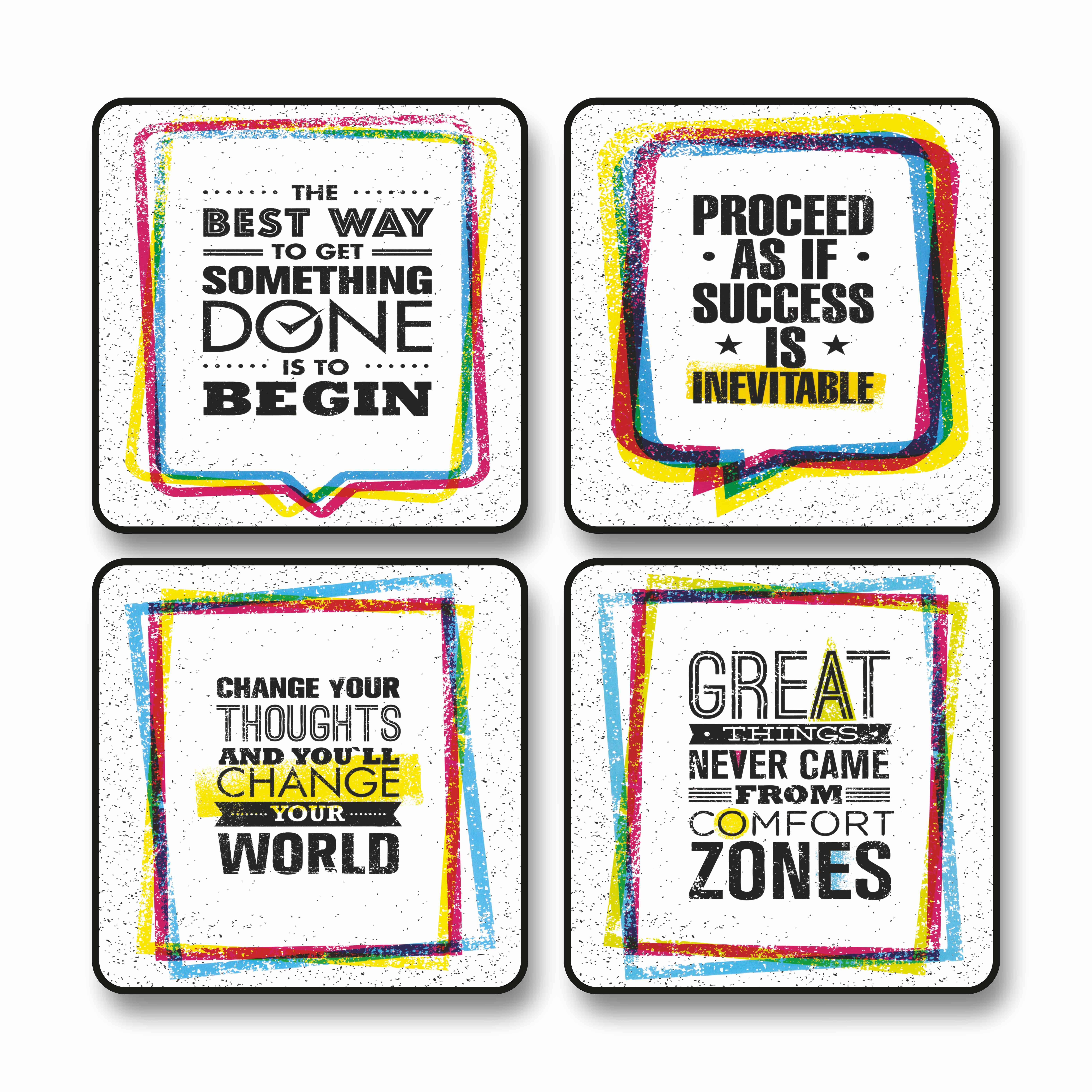 Livin'luxe Speech Bubble Quote Wall Art Set | 4 Square MDF Panels with Colorful Motivational Typography | Inspirational Decor for Office, Study Room, Startup, Hostel or Workspace Black frame wall painting 10 inch x 10 inch Livin'luxe Speech Bubble Quote Wall Art Set | 4 Square MDF Panels with Colorful Motivational Typography | Inspirational Decor for Office, Study Room, Startup, Hostel or Workspace Black frame wall painting 10 inch x 10 inch