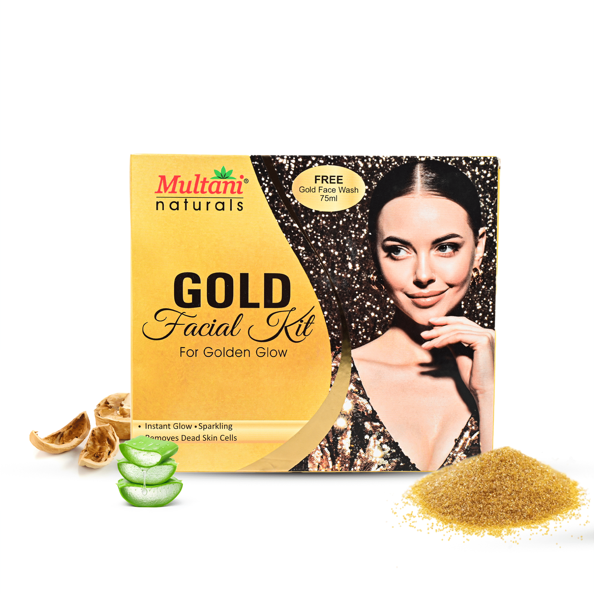     			Multani Naturals Gold Facial Kit For Golden Glow Includes Face Cleanser, Scrub, Massage Cream, Massage Gel & Face Pack (Pack of 1)