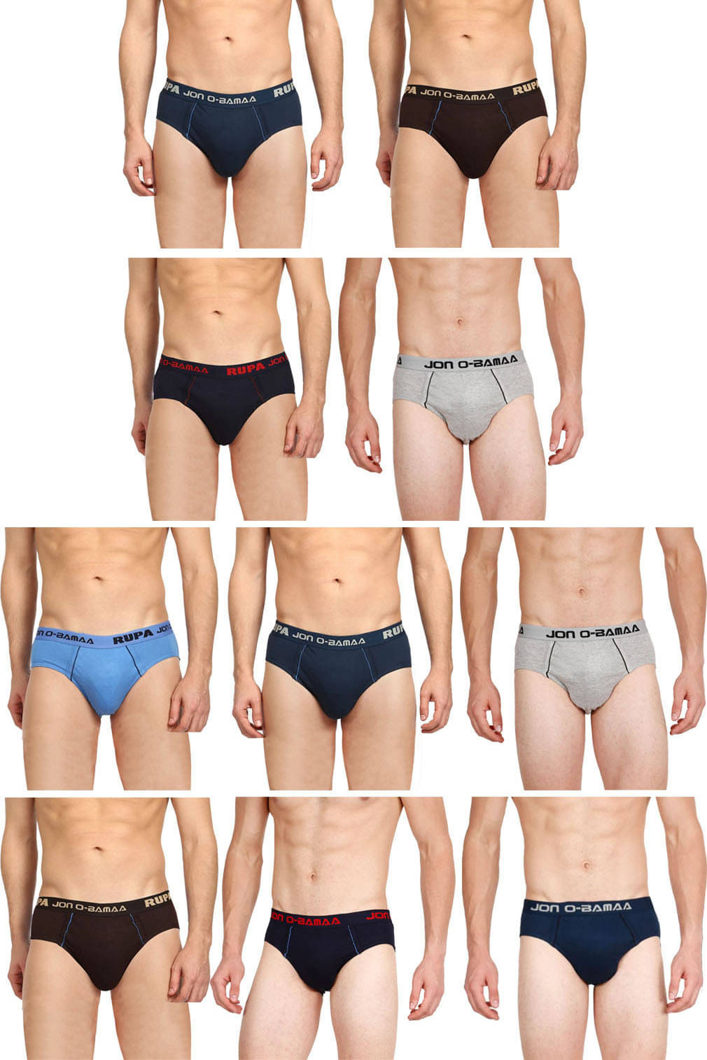     			Rupa Jon Pack of 10 Cotton Briefs For Men's ( Multicolor )