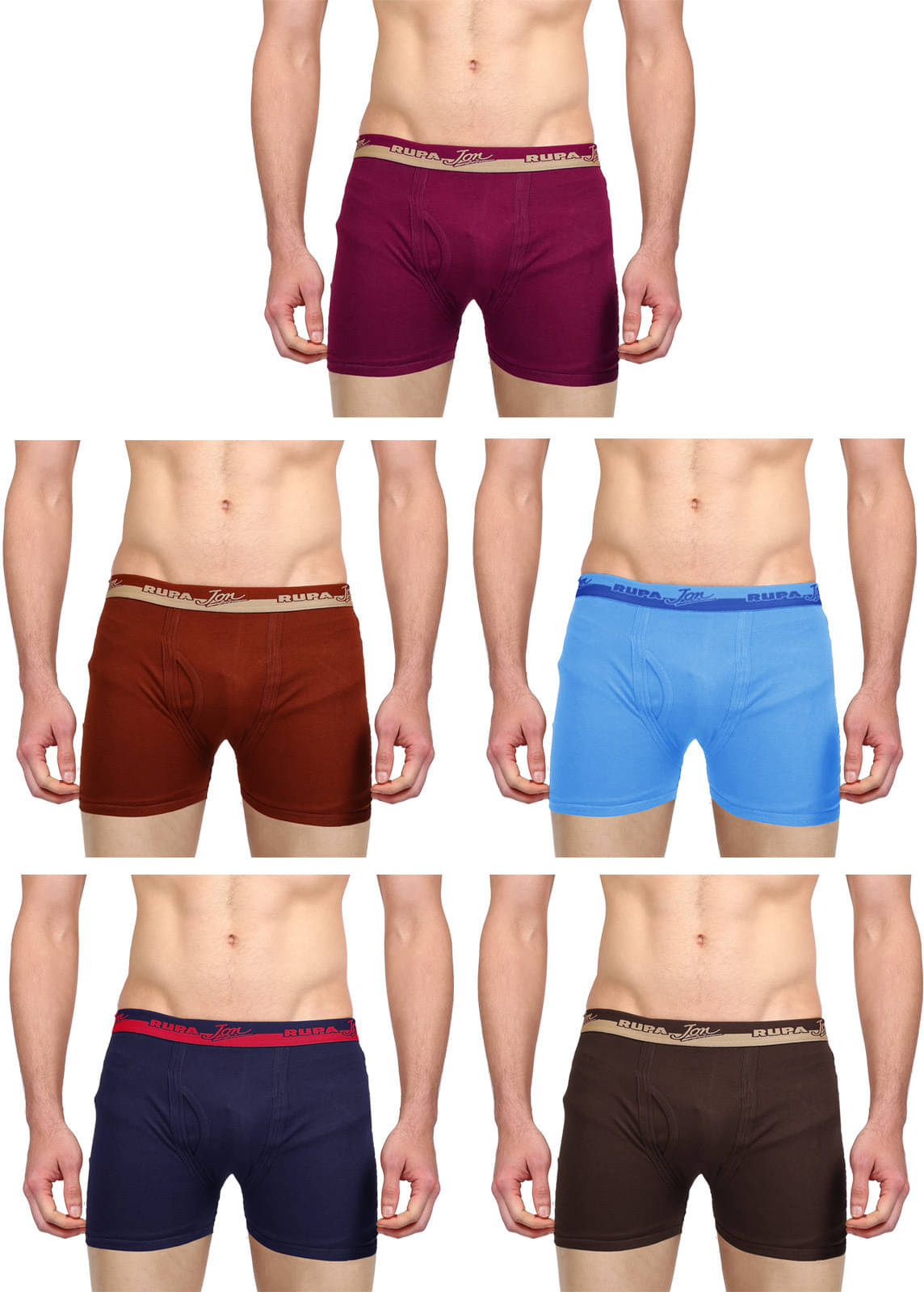     			Rupa Jon Pack of 5 Cotton Trunks For Men's ( Multicolor )