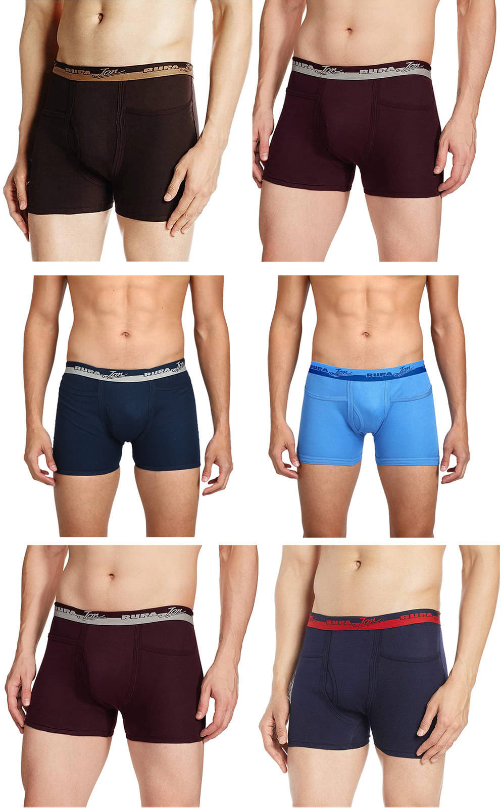     			Rupa Jon Pack of 6 Cotton Trunks For Men's ( Multicolor )