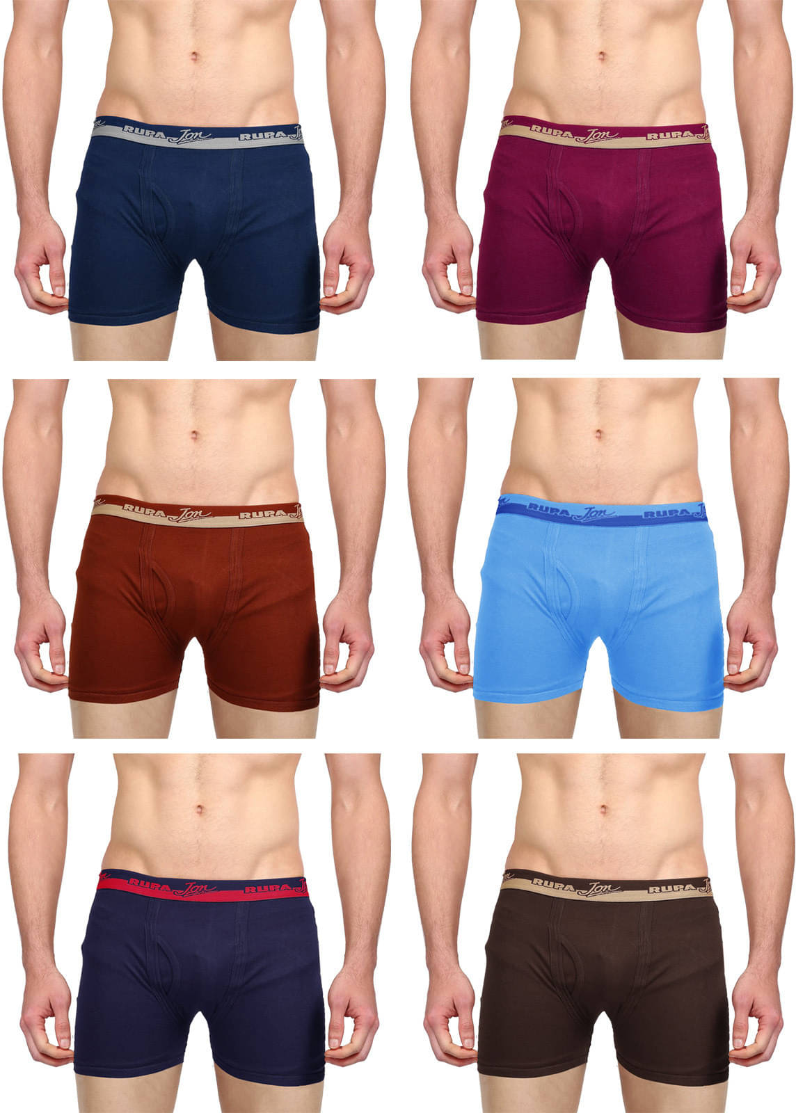 Rupa Jon Pack of 6 Cotton Trunks For Men's ( Multicolor ) Rupa Jon Pack of 6 Cotton Trunks For Men's ( Multicolor )