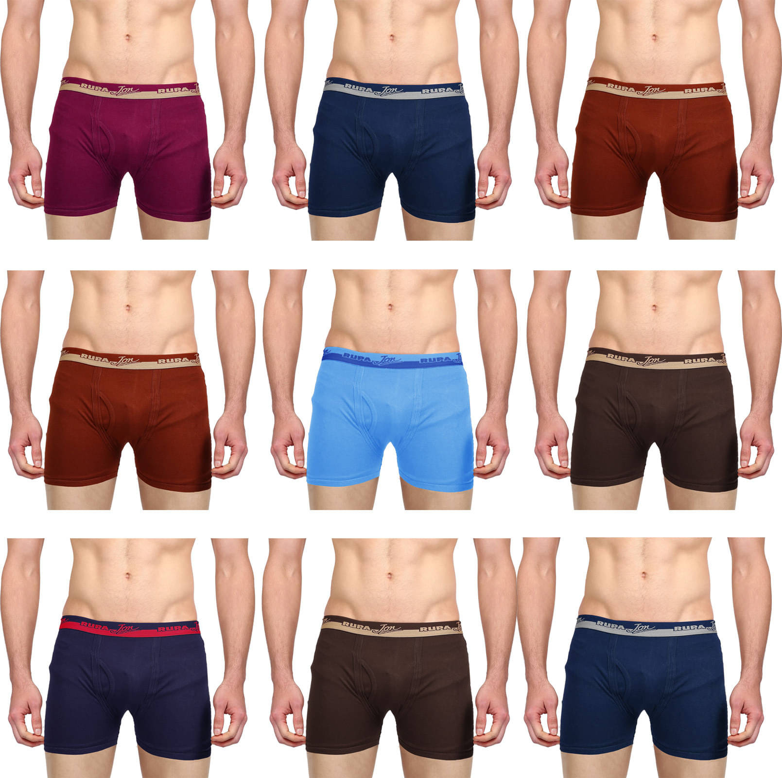 Rupa Jon Pack of 9 Cotton Trunks For Men's ( Multicolor ) Rupa Jon Pack of 9 Cotton Trunks For Men's ( Multicolor )