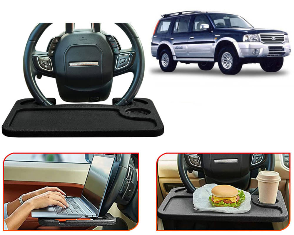     			Steering Wheel Desk for Laptop, Multipurpose Travel Accessories, Seat Stand Trays for Eating, Under Table Console (Black) Endeavour