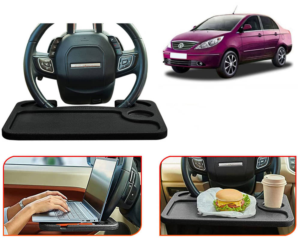 Steering Wheel Desk for Laptop, Multipurpose Travel Accessories, Seat Stand Trays for Eating, Under Table Console (Black) Manza     			Steering Wheel Desk for Laptop, Multipurpose Travel Accessories, Seat Stand Trays for Eating, Under Table Console (Black) Manza