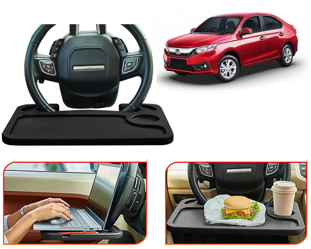 Steering Wheel Desk for Laptop, Multipurpose Travel Accessories, Seat Stand Trays for Eating, Under Table Console (Black) Amaze 2018     			Steering Wheel Desk for Laptop, Multipurpose Travel Accessories, Seat Stand Trays for Eating, Under Table Console (Black) Amaze 2018