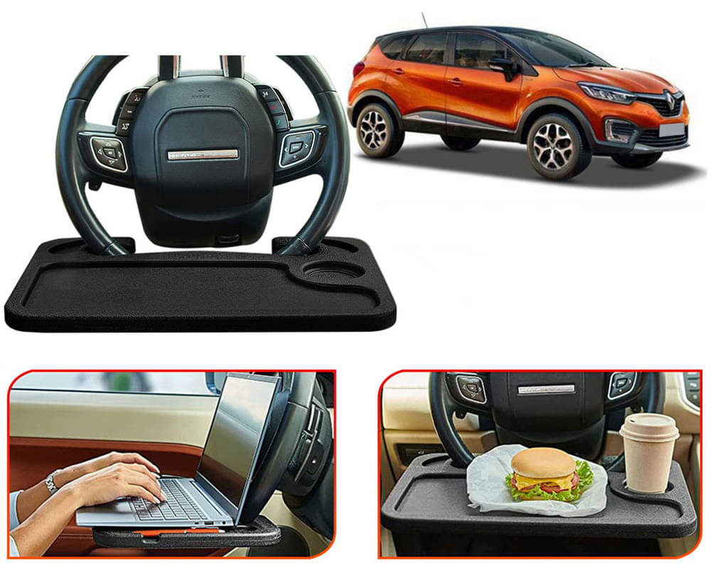     			Steering Wheel Desk for Laptop, Multipurpose Travel Accessories, Seat Stand Trays for Eating, Under Table Console (Black) Capture