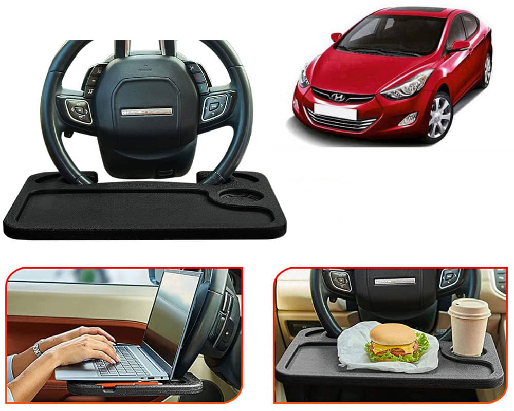 Steering Wheel Desk for Laptop, Multipurpose Travel Accessories, Seat Stand Trays for Eating, Under Table Console (Black) Elantra     			Steering Wheel Desk for Laptop, Multipurpose Travel Accessories, Seat Stand Trays for Eating, Under Table Console (Black) Elantra