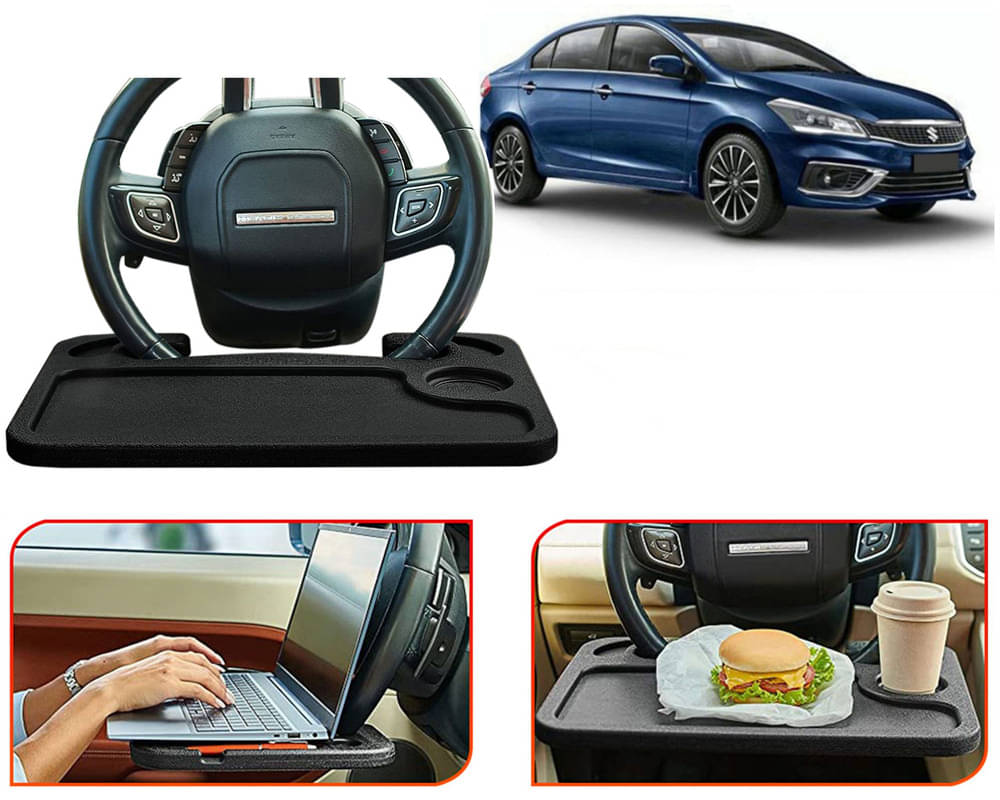 Steering Wheel Desk for Laptop, Multipurpose Travel Accessories, Seat Stand Trays for Eating, Under Table Console (Black) Ciaz 2018     			Steering Wheel Desk for Laptop, Multipurpose Travel Accessories, Seat Stand Trays for Eating, Under Table Console (Black) Ciaz 2018