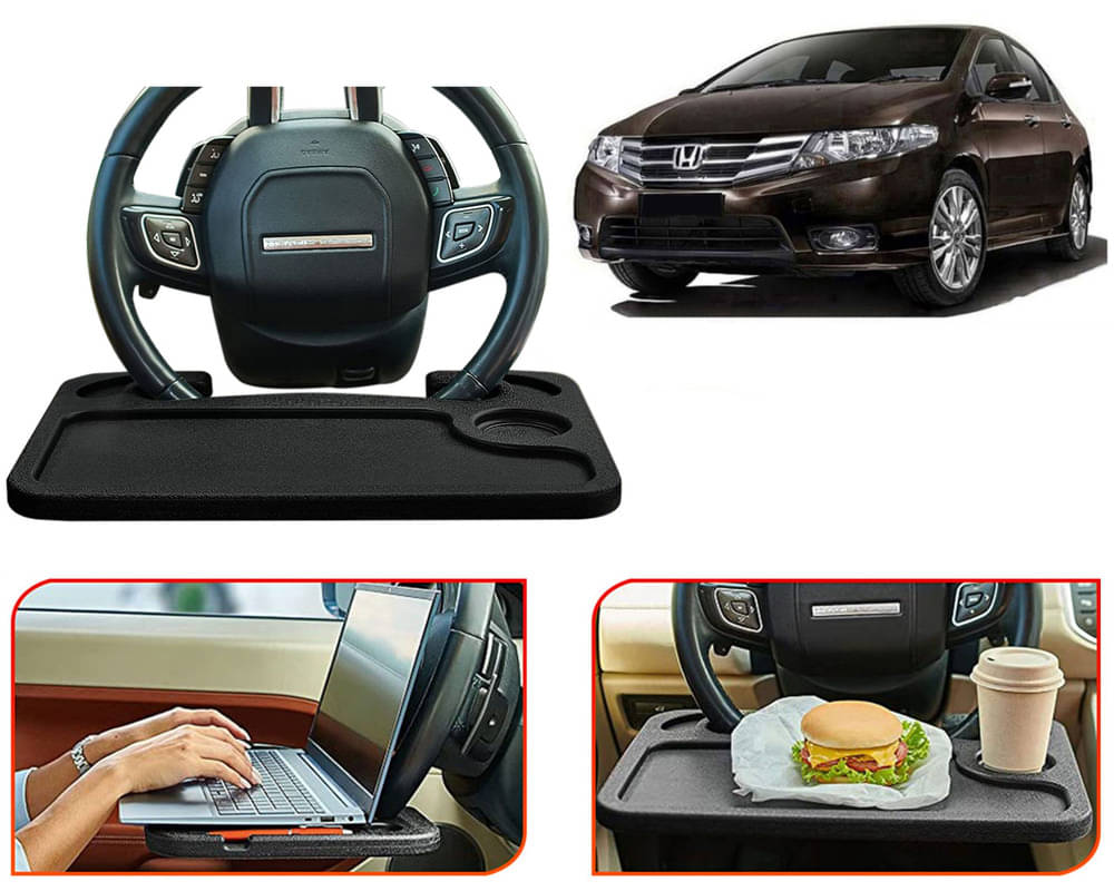 Steering Wheel Desk for Laptop, Multipurpose Travel Accessories, Seat Stand Trays for Eating, Under Table Console (Black) City Ivtec     			Steering Wheel Desk for Laptop, Multipurpose Travel Accessories, Seat Stand Trays for Eating, Under Table Console (Black) City Ivtec