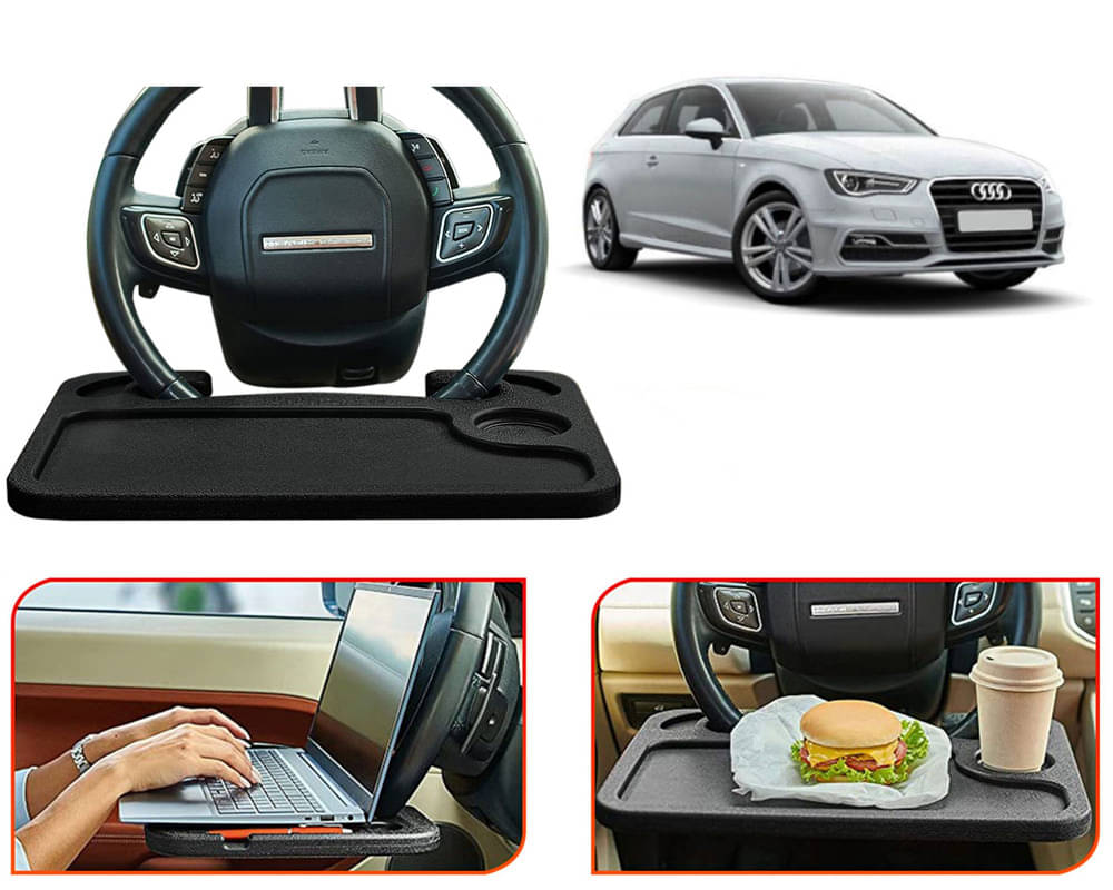 Steering Wheel Desk for Laptop, Multipurpose Travel Accessories, Seat Stand Trays for Eating, Under Table Console (Black) E250 Steering Wheel Desk for Laptop, Multipurpose Travel Accessories, Seat Stand Trays for Eating, Under Table Console (Black) E250