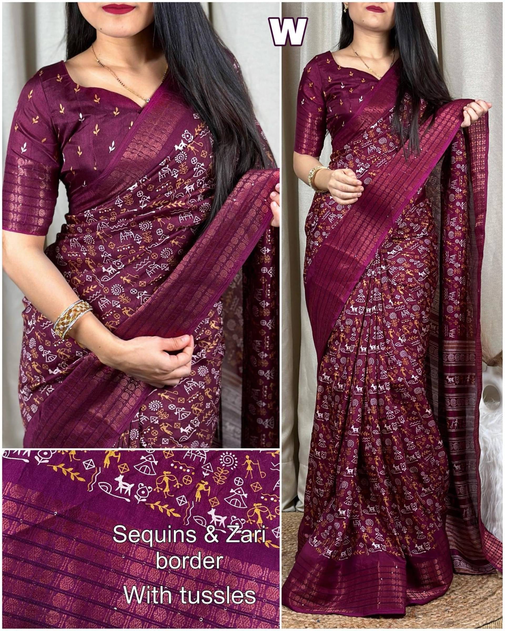 Shree Mahantam Cotton Printed Saree With Unstitched Blouse Piece ( Purple ) Shree Mahantam Cotton Printed Saree With Unstitched Blouse Piece ( Purple )