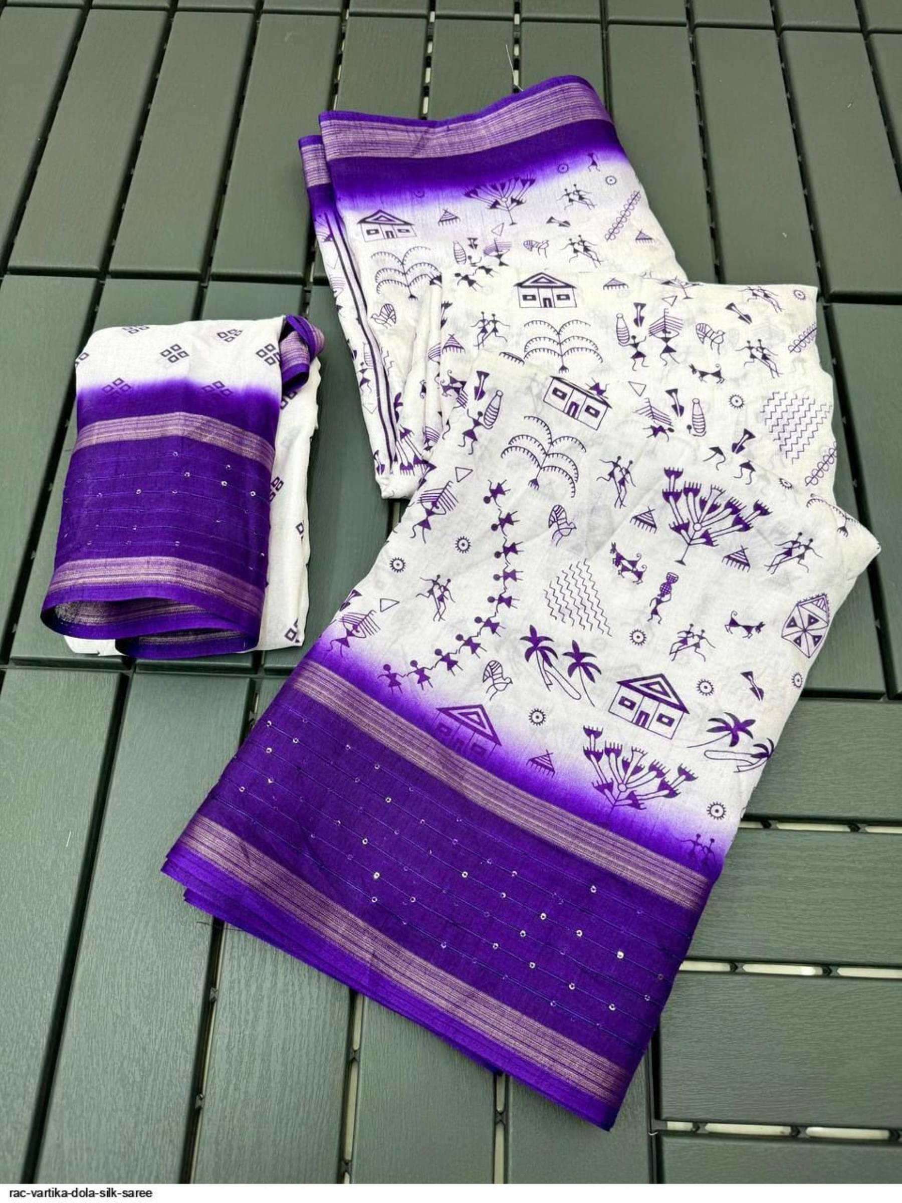     			Shree Mahantam Cotton Printed Saree With Unstitched Blouse Piece ( Lavender )