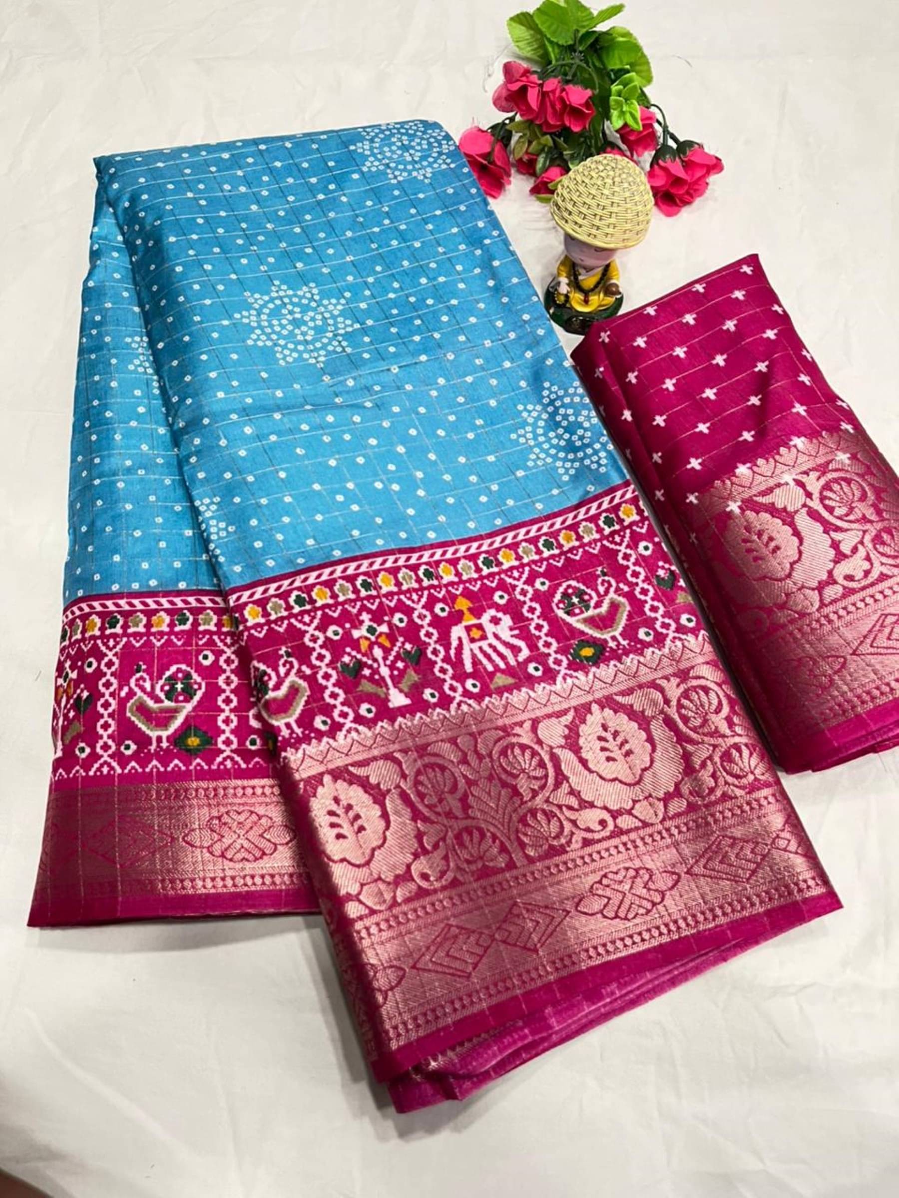    			Shree Mahantam Cotton Printed Saree With Unstitched Blouse Piece ( Aqua Blue )