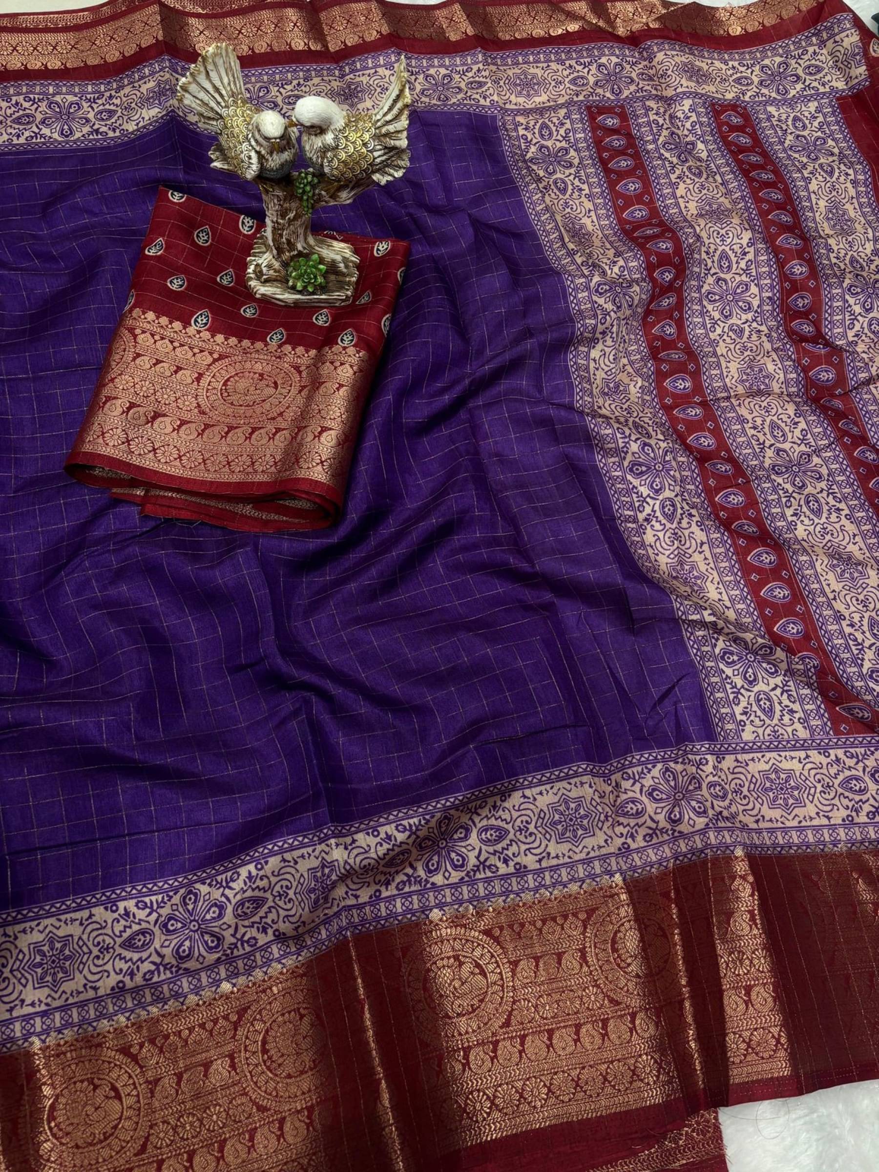     			Shree Mahantam Cotton Printed Saree With Unstitched Blouse Piece ( Purple )