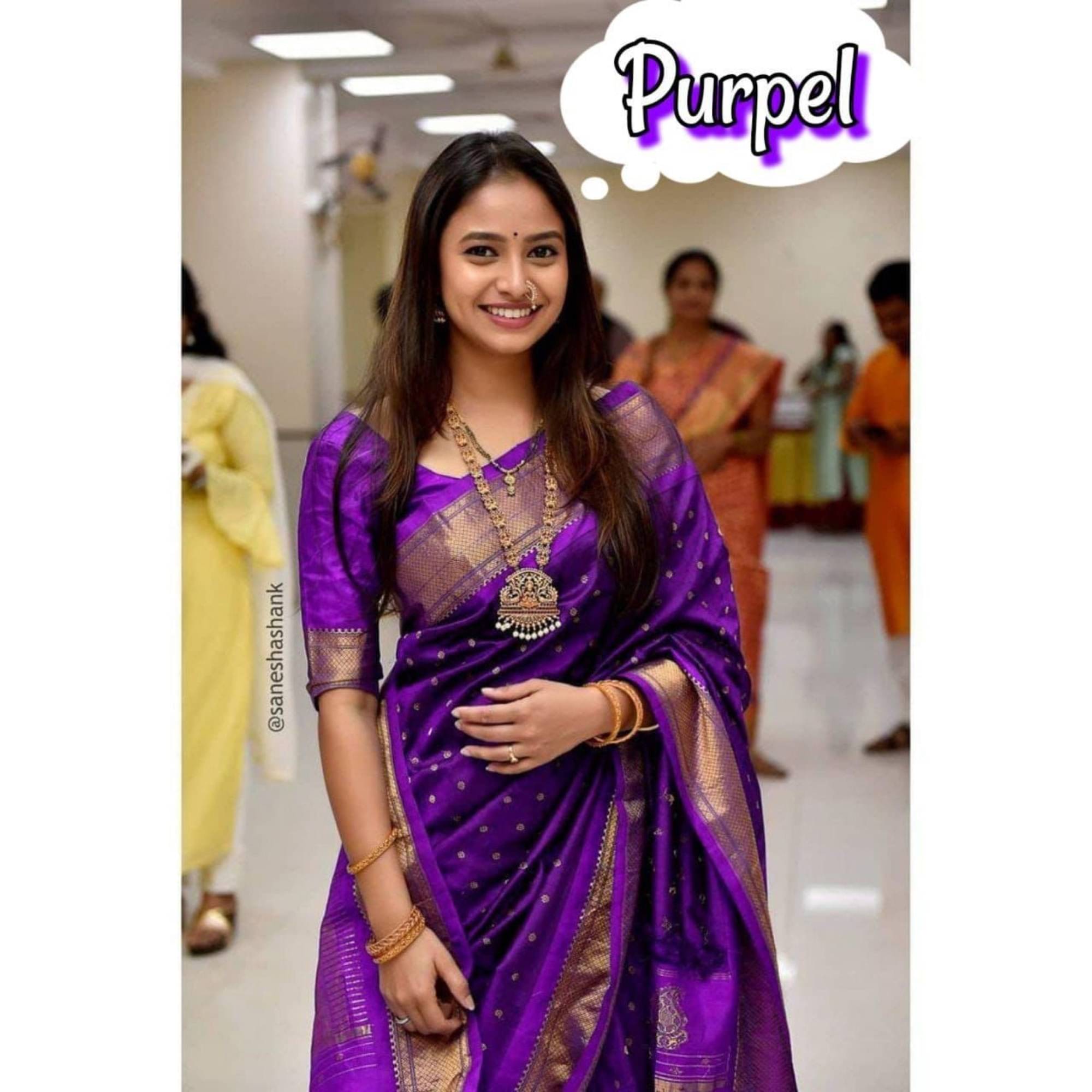 Shree Mahantam Jacquard Solid Saree With Unstitched Blouse Piece ( Purple ) Shree Mahantam Jacquard Solid Saree With Unstitched Blouse Piece ( Purple )