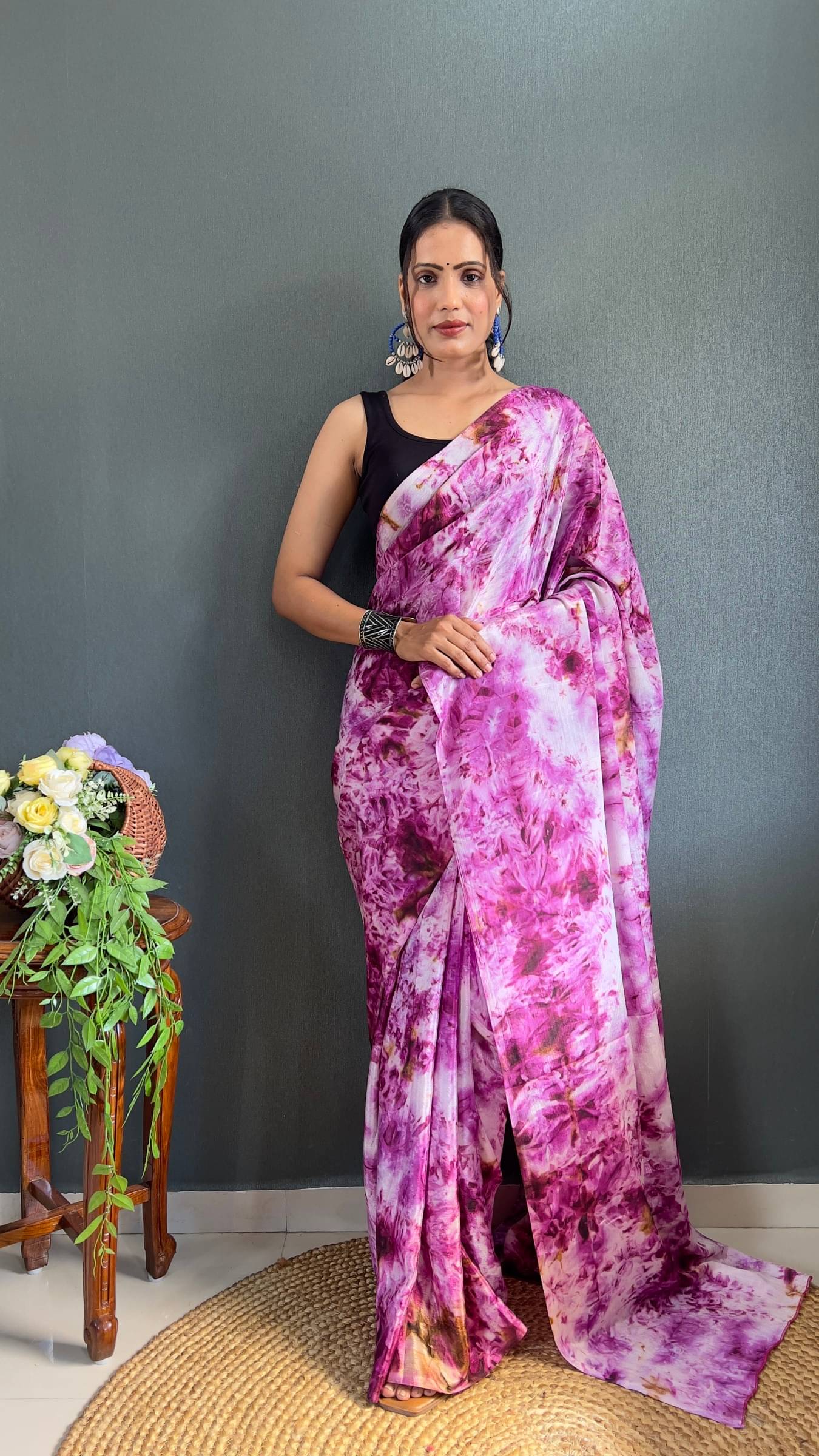     			Shree Mahantam Linen Solid Saree With Unstitched Blouse Piece ( Pink )